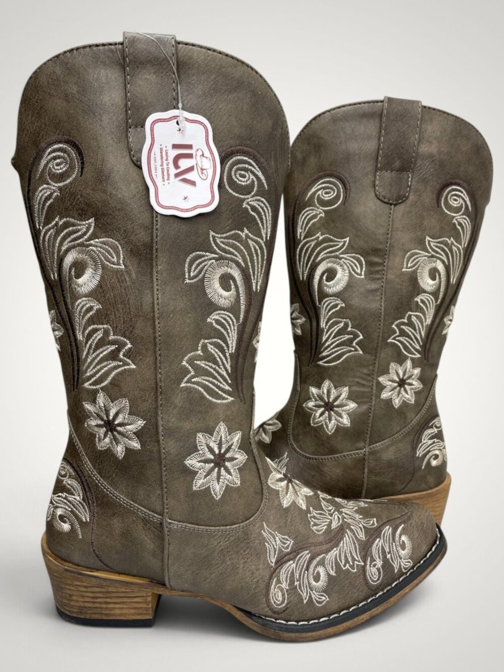 IUV Cowboy Boots Faux Leather Floral Embroidered Western Women’s 5.5 NEW NWT